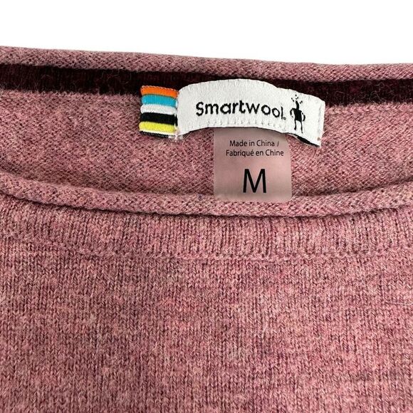 Smartwool Womens Size Medium Shadow Pine Crew Sweater Pink Gray Colorblock - Picture 3 of 6